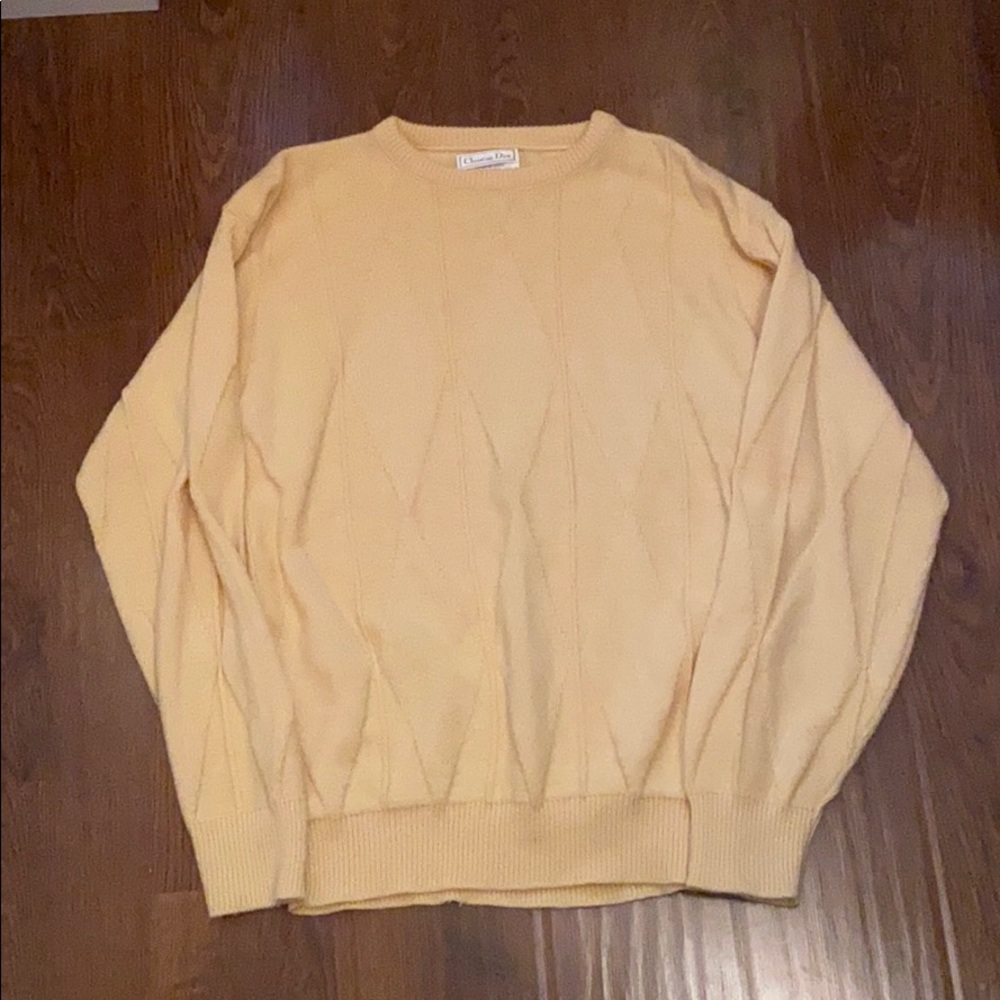 Christian Dior yellow orlon acrylic sweater